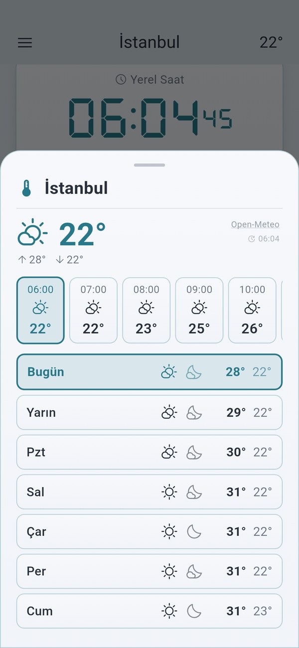 Hava durumu — saatlik ve 7 günlük tahmin