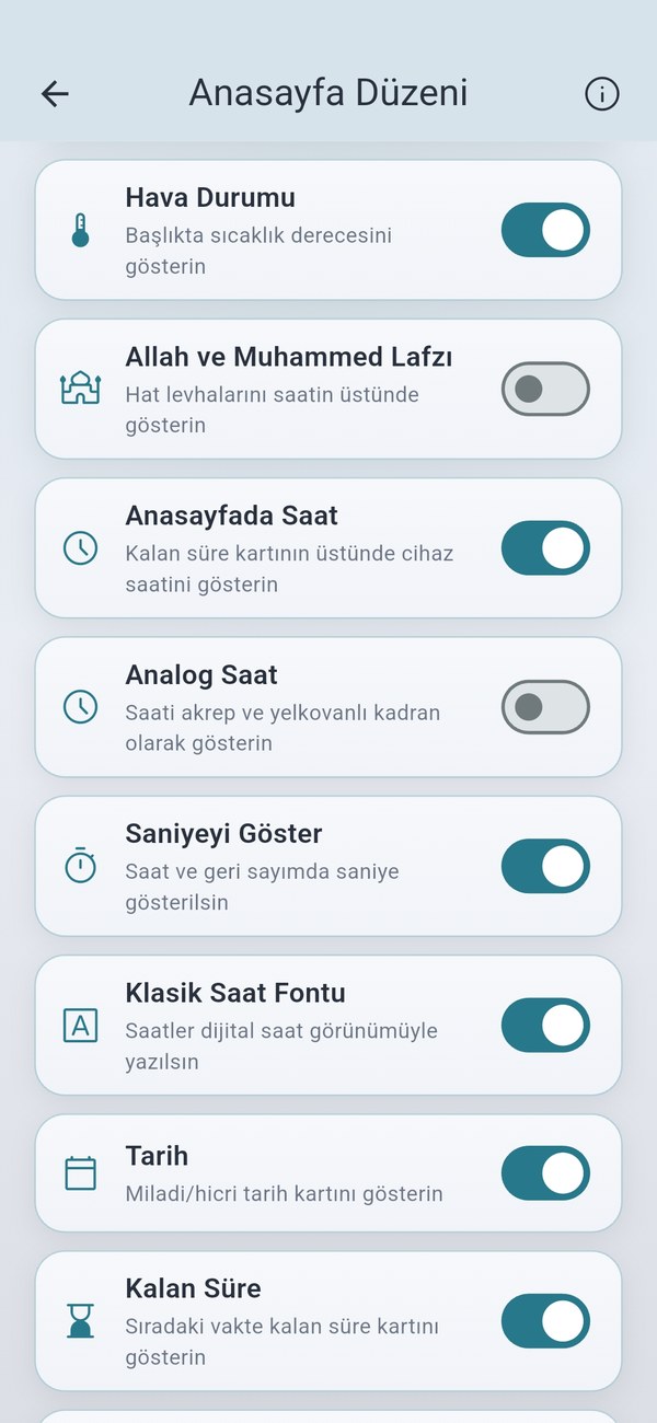 Anasayfa düzeni — hangi kartların görüneceğini siz seçin
