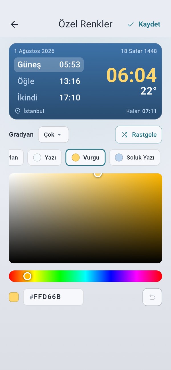 Tema editörü — kendi renklerini oluştur