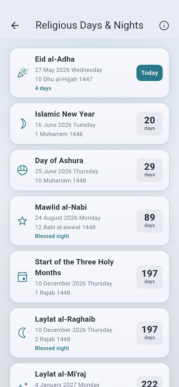 Religious days and nights