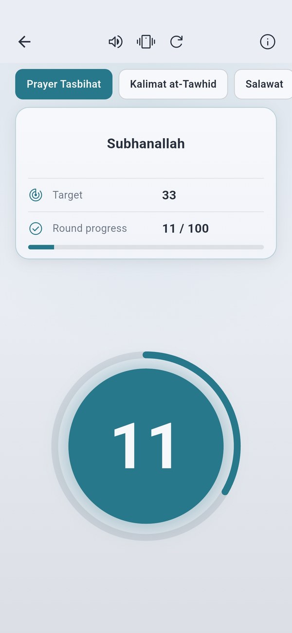 Digital tasbih — Namaz Tesbihatı mode and preset dhikrs
