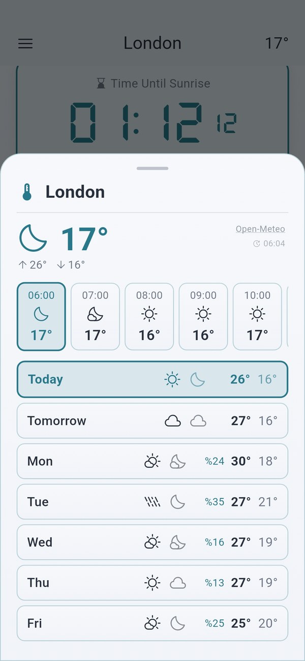 Weather — hourly and 7-day forecast